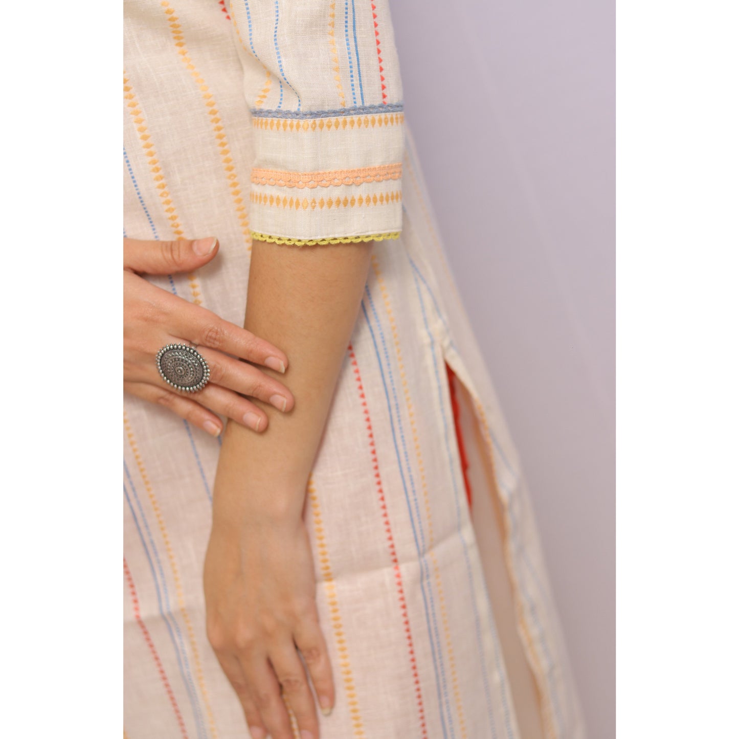Beige Embroidered Kurti