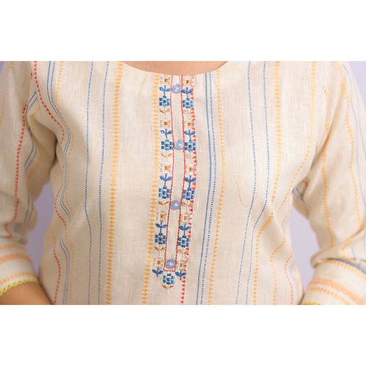 Beige Embroidered Kurti