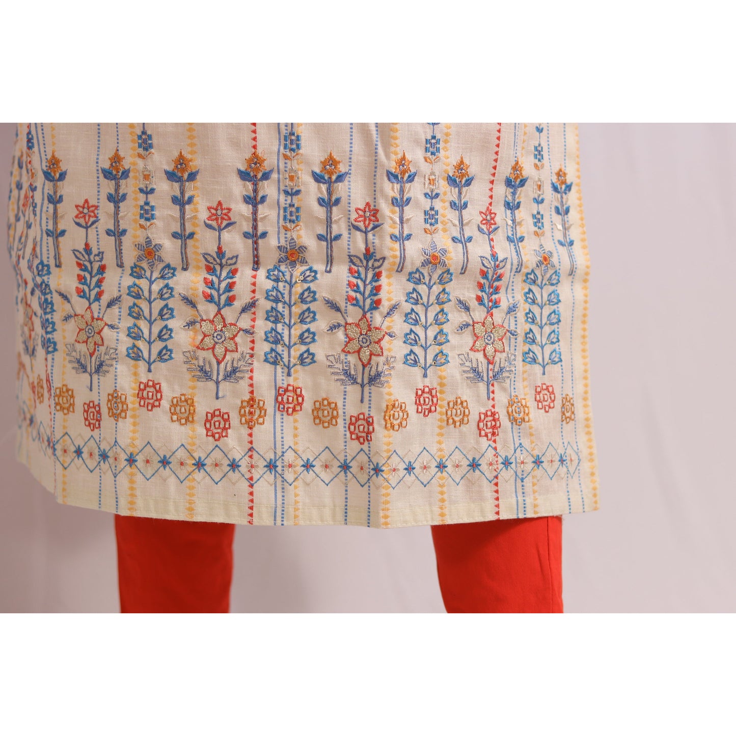 Beige Embroidered Kurti