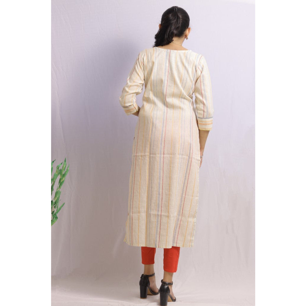 Beige Embroidered Kurti