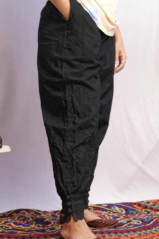 Embroidered Black Afghani Pant