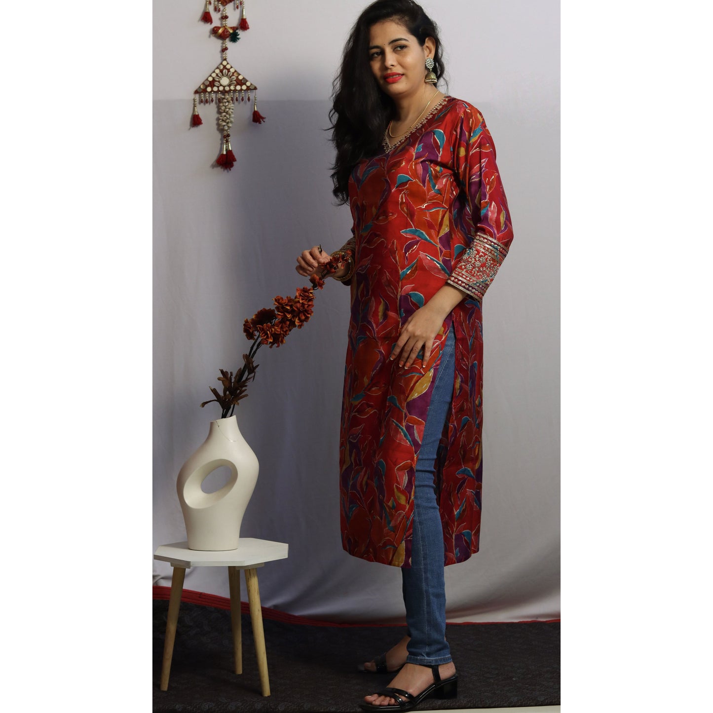 Muslin Red Kurti