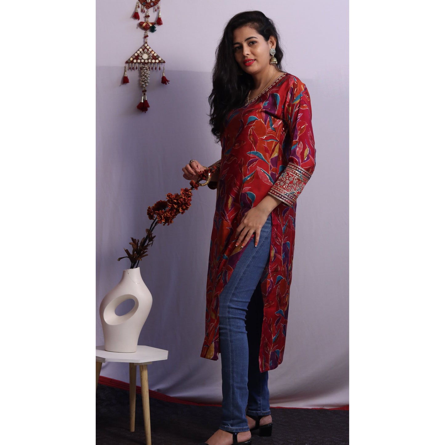Muslin Red Kurti
