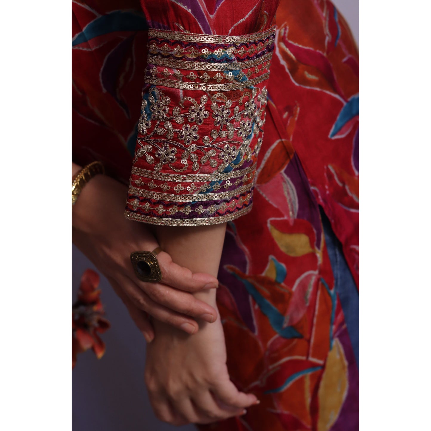 Muslin Red Kurti