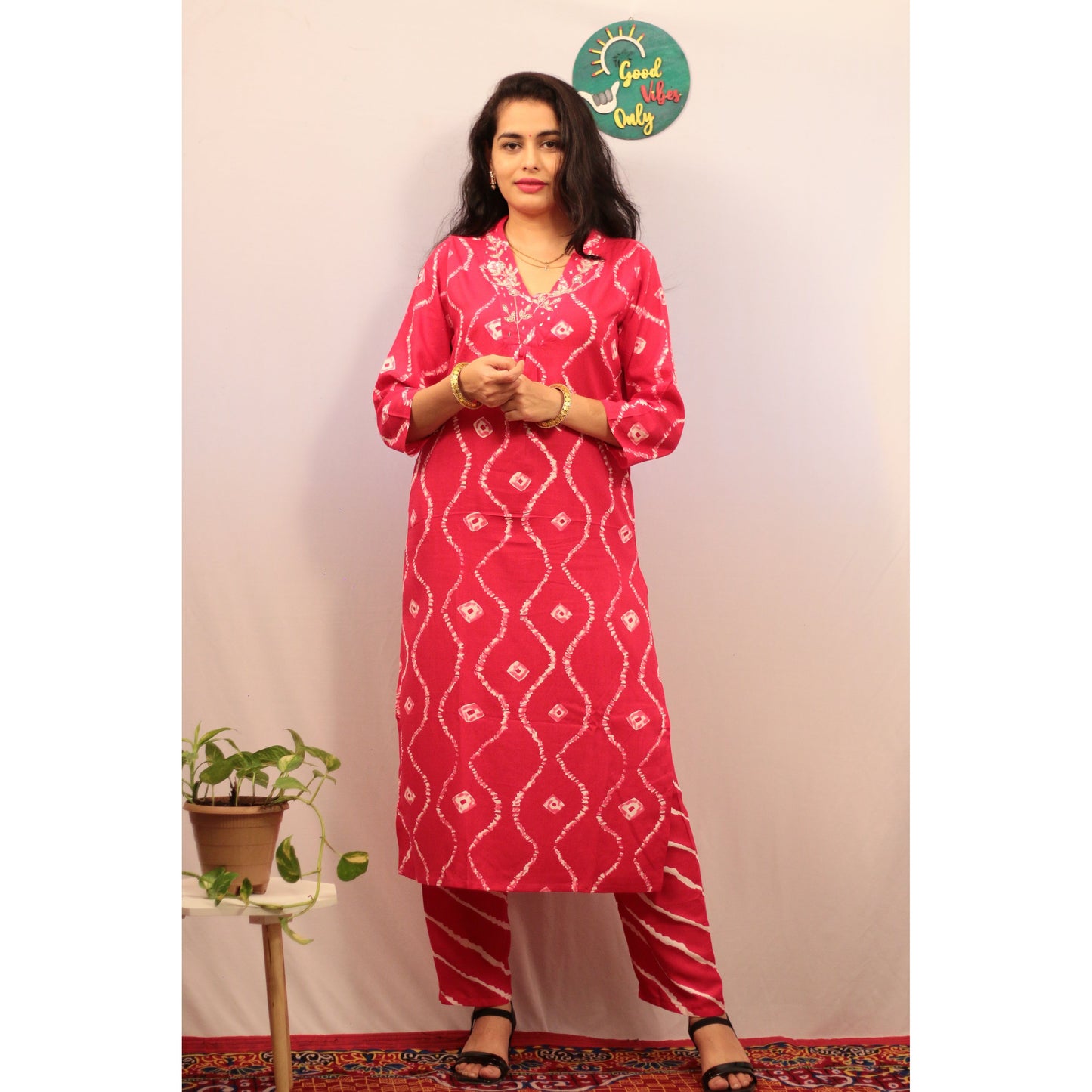 Raima Hot Pink Kurti Pant Set