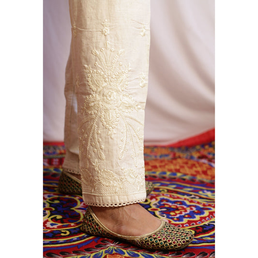 Beige Kashmiri Embroidery Pant