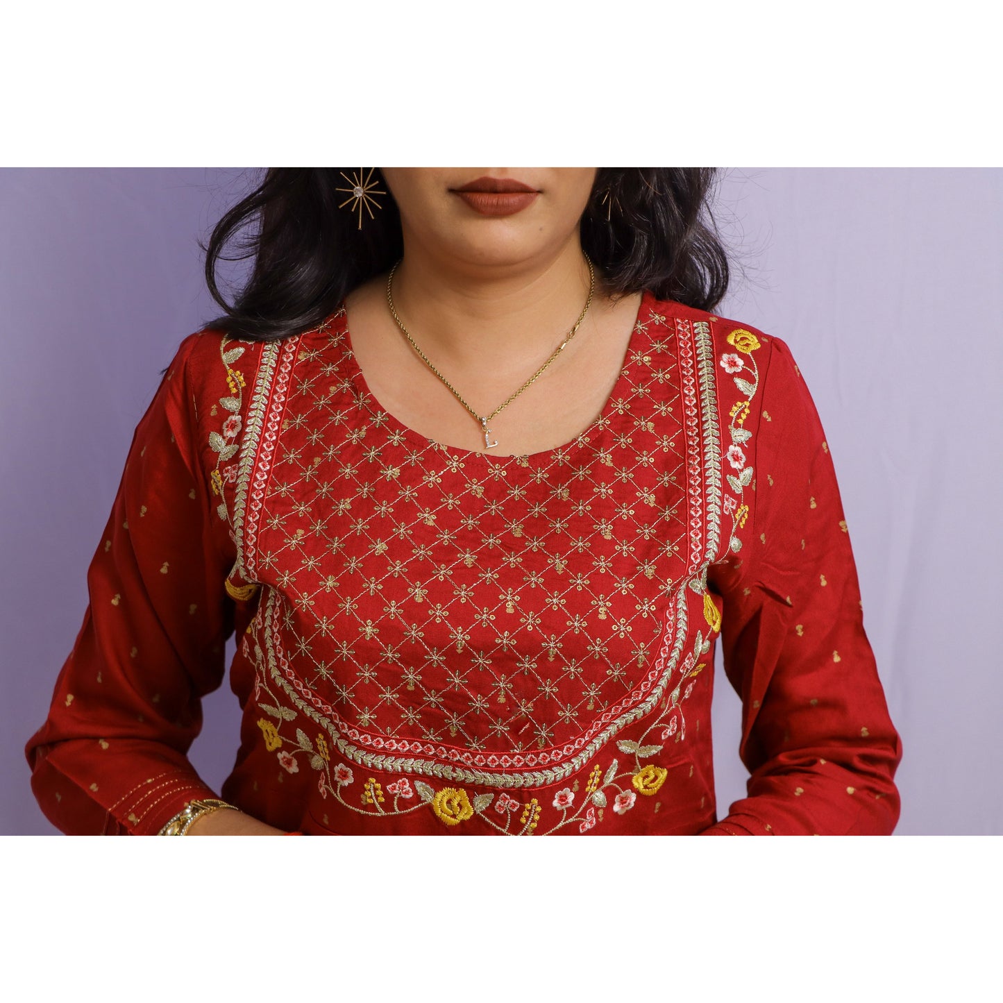 Maroon Embroidered Kurti
