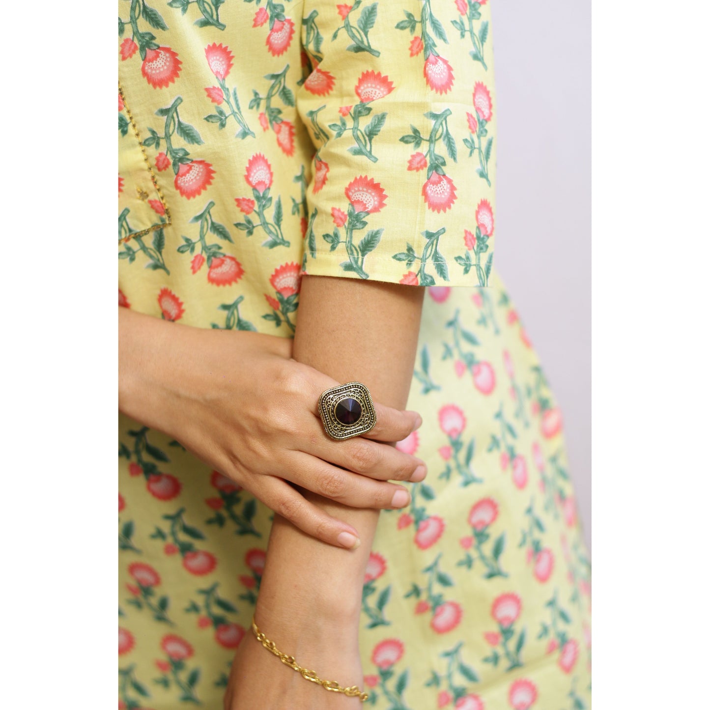 Yellow Short Embroidered Kurti