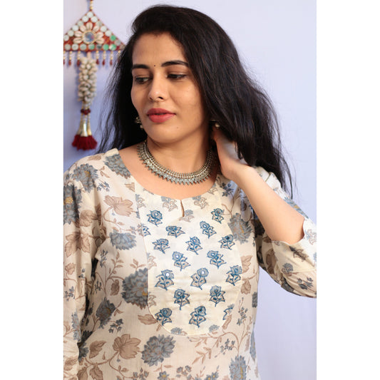 Jivika Off-White Kurti Pant Set