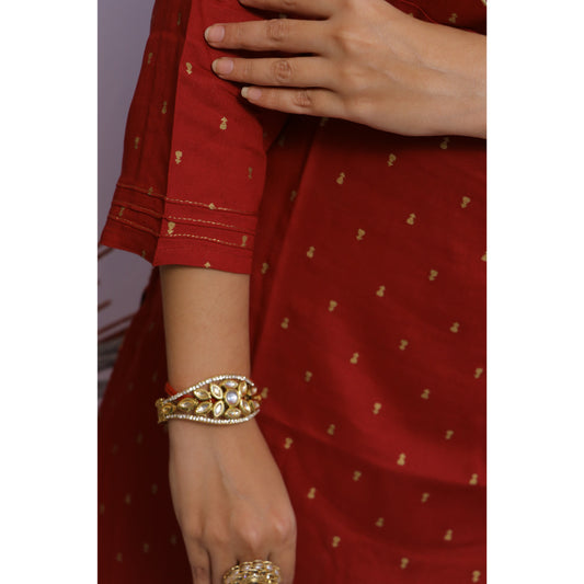 Maroon Embroidered Kurti