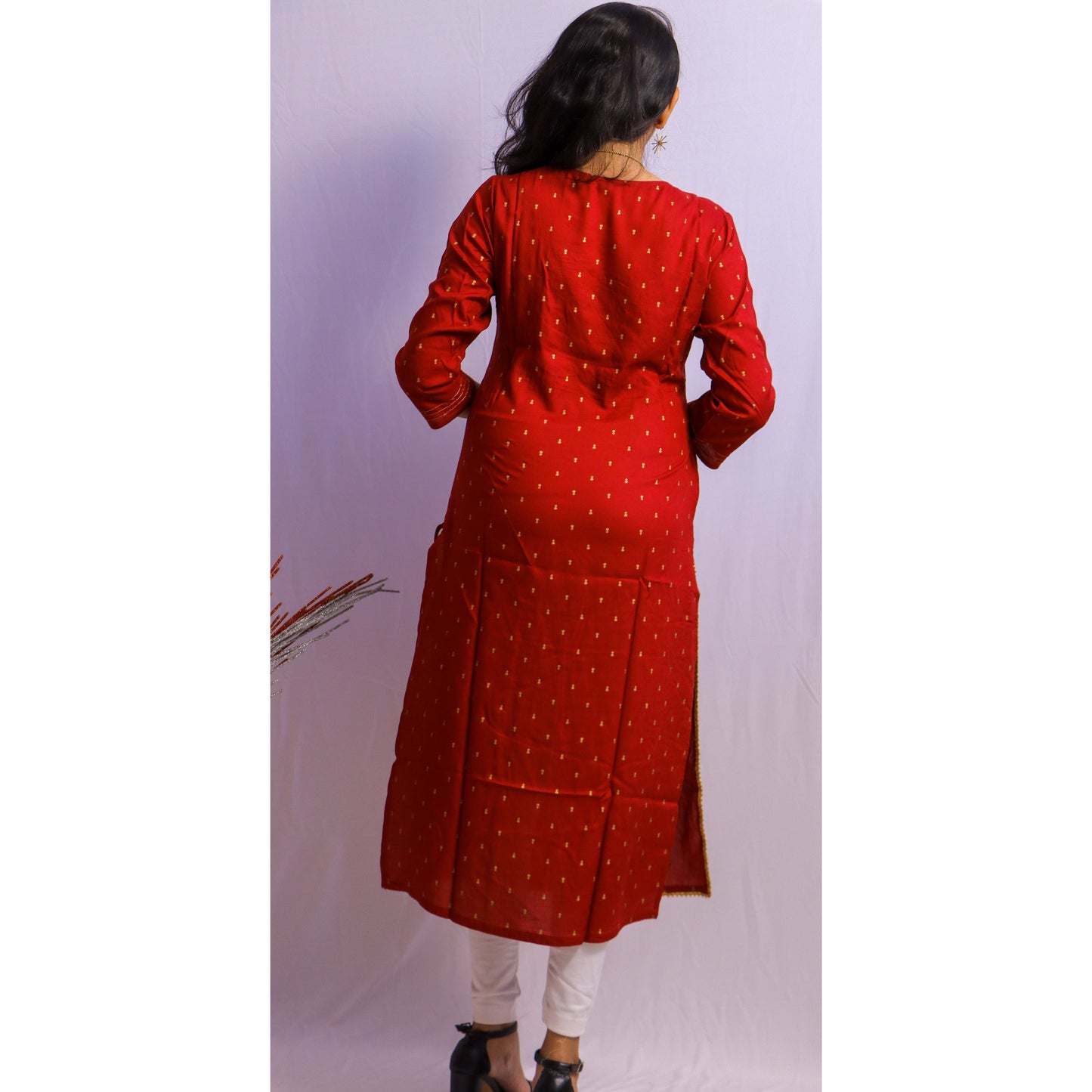 Maroon Embroidered Kurti