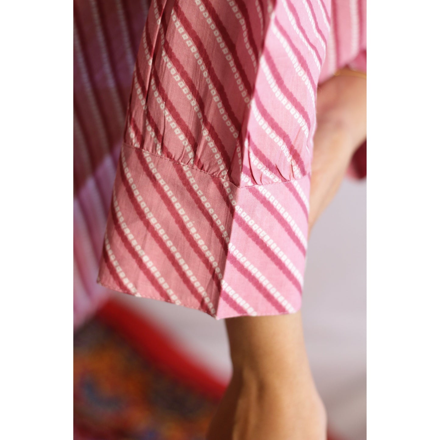Pink Stripped Embroidered Kurti