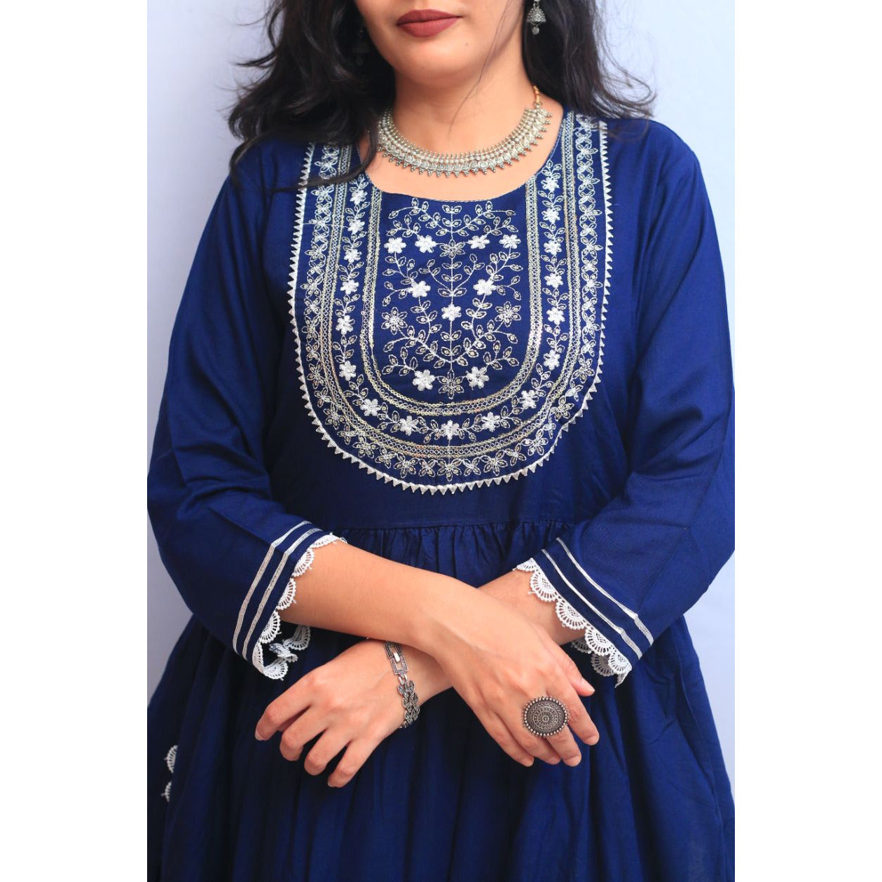Navy Blue Kurti Pant Set