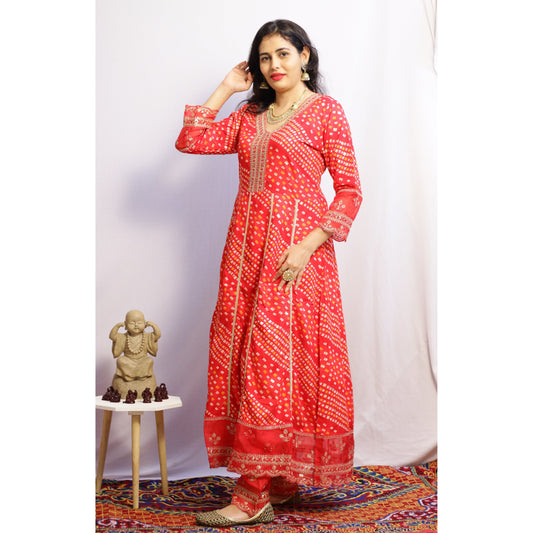 Stuti Red Anarkali Suit Set