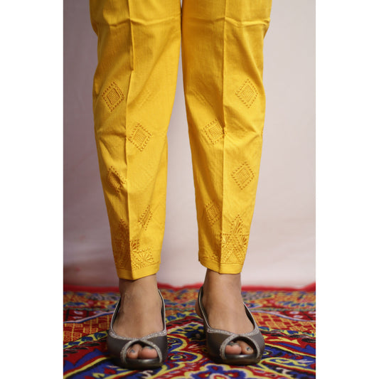 Mustard Yellow Embroidered Pant