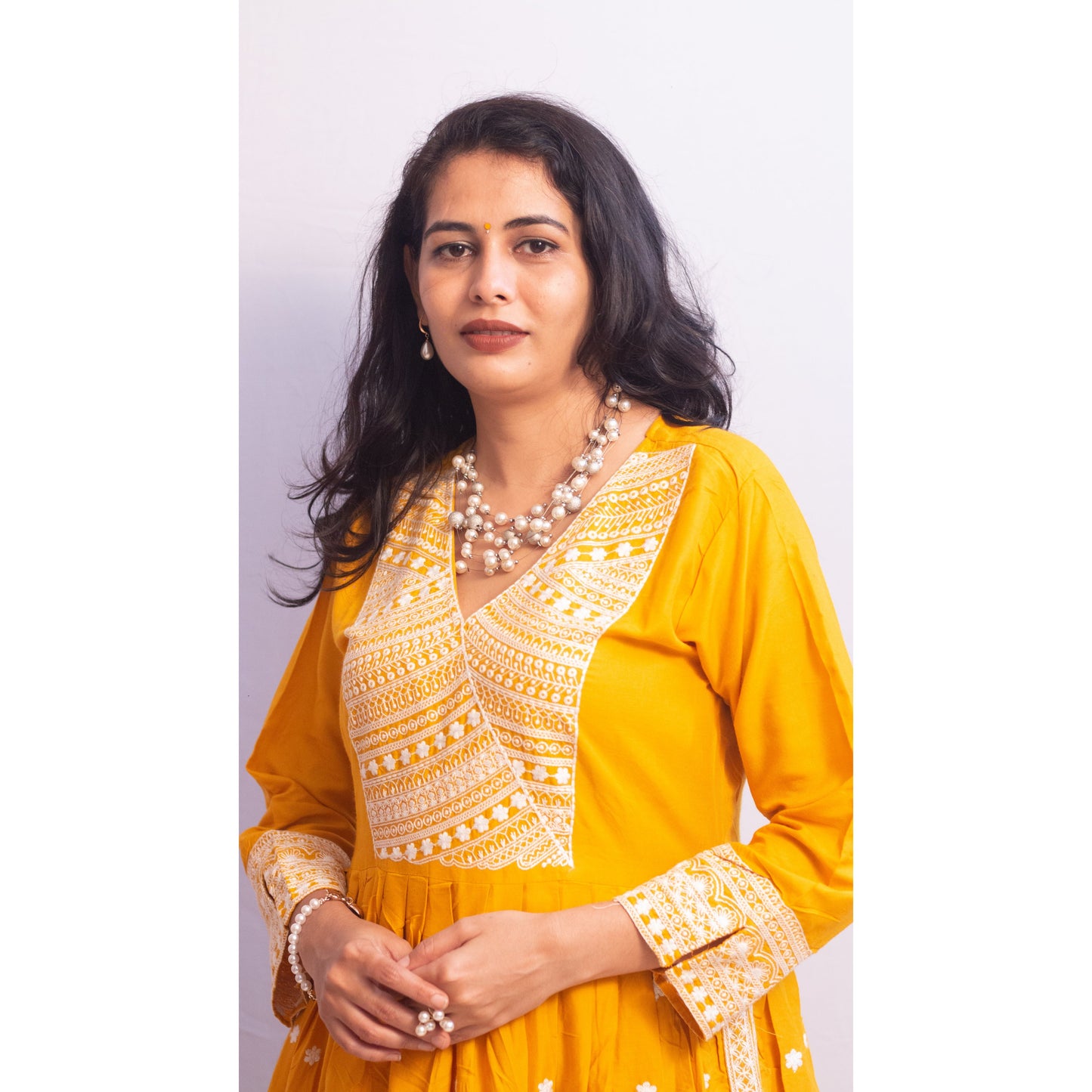 Rakhi Yellow Lukhnowi Suit Set