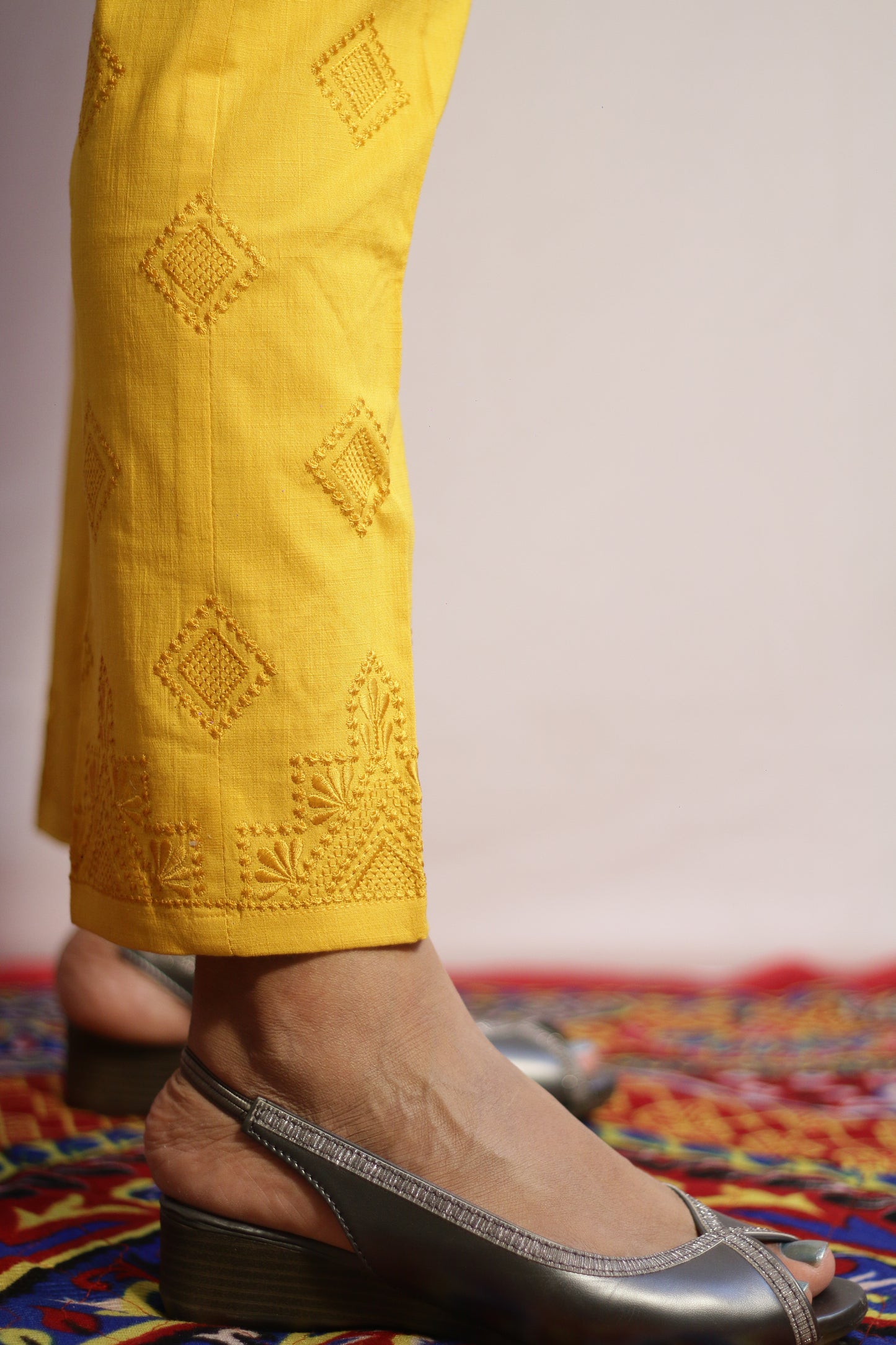 Mustard Yellow Embroidered Pant