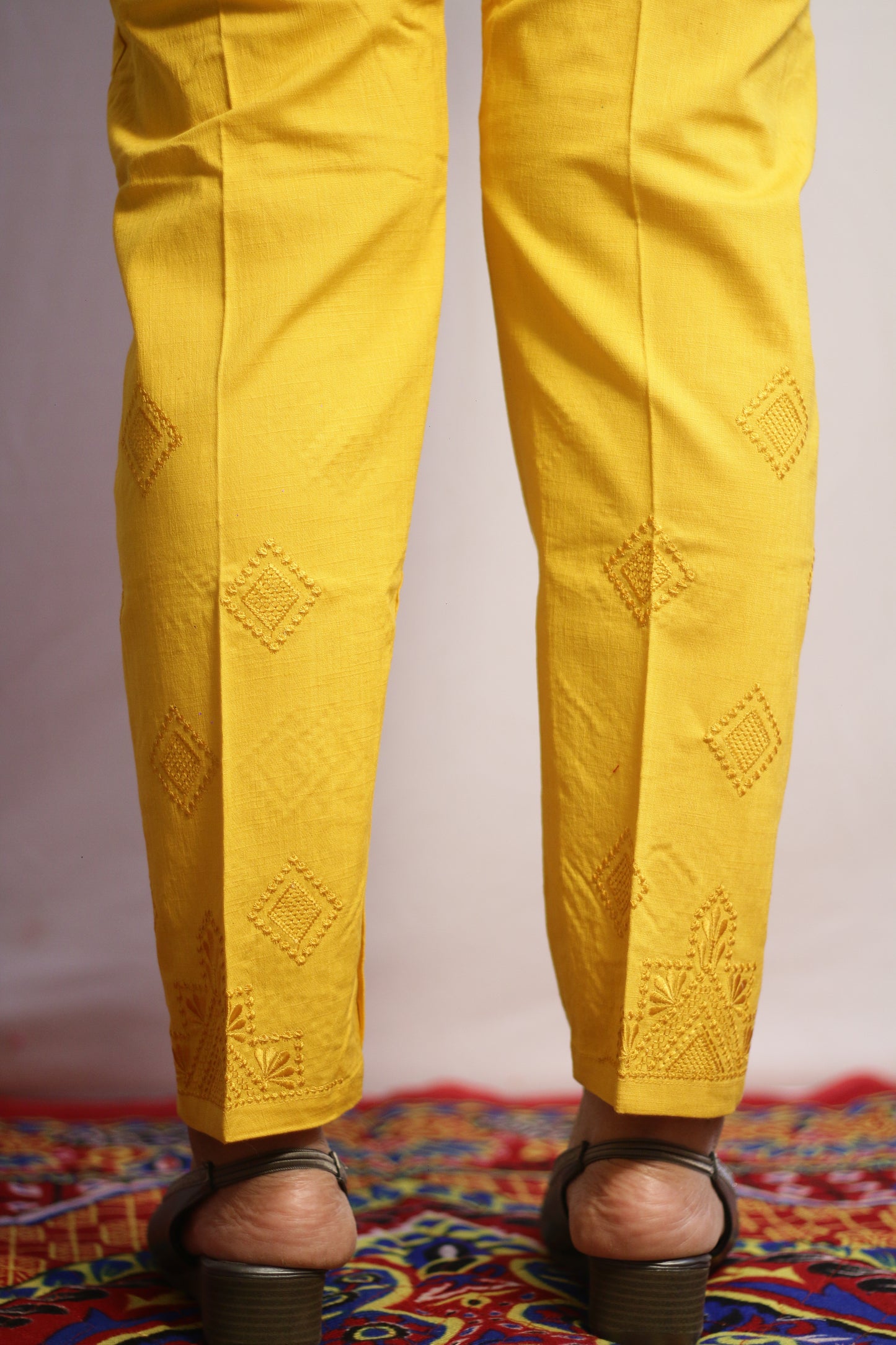 Mustard Yellow Embroidered Pant