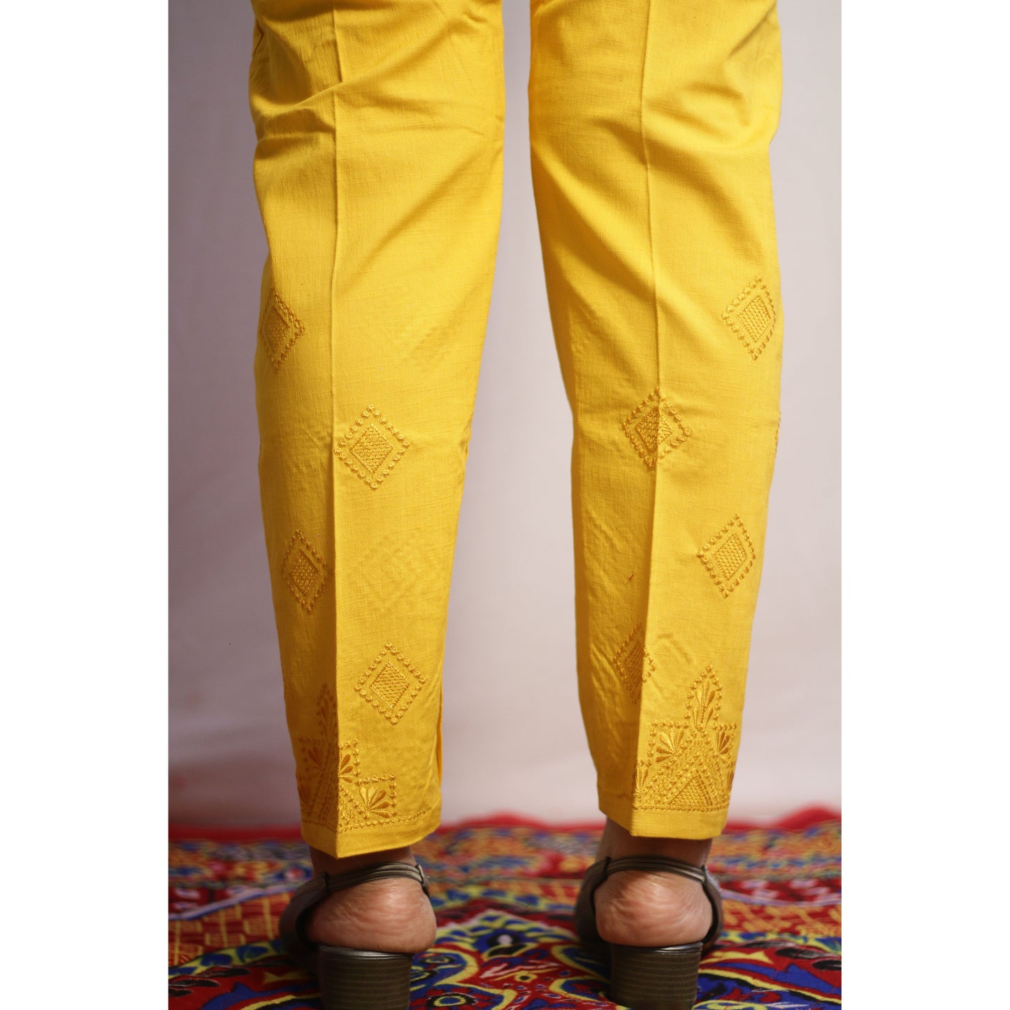 Mustard Yellow Embroidered Pant