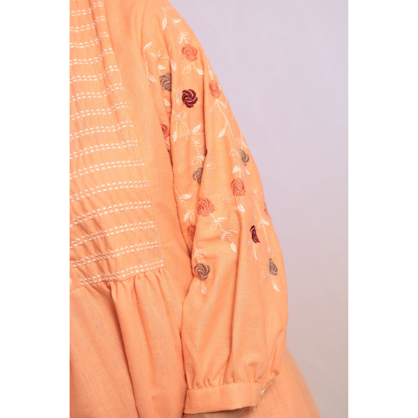 Peach Embroidered Short Kurti