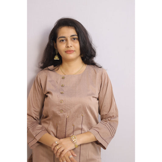 Pastel Brown Kurti Pant Set