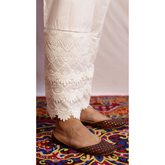 White Lace Work Pant