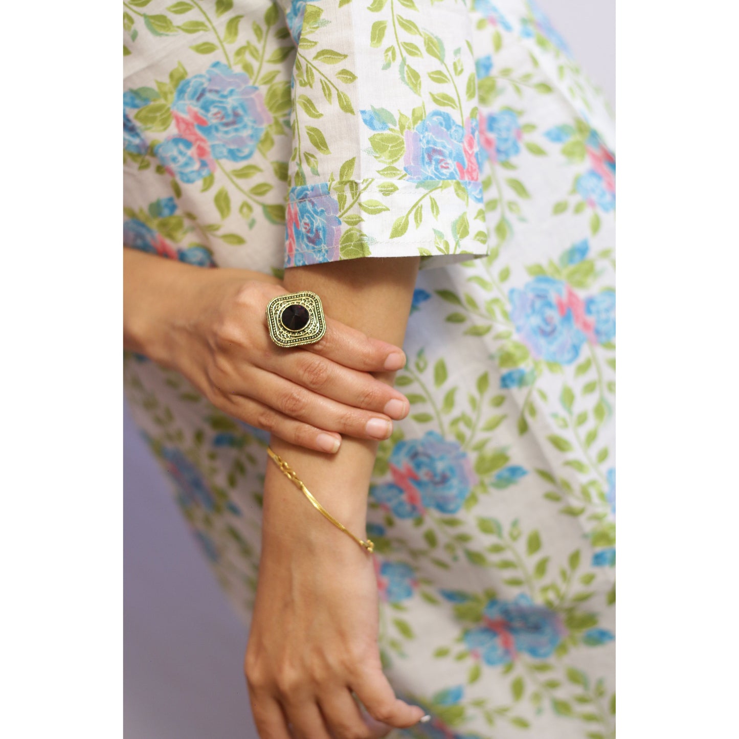 Green Floral Embroidered Kurti