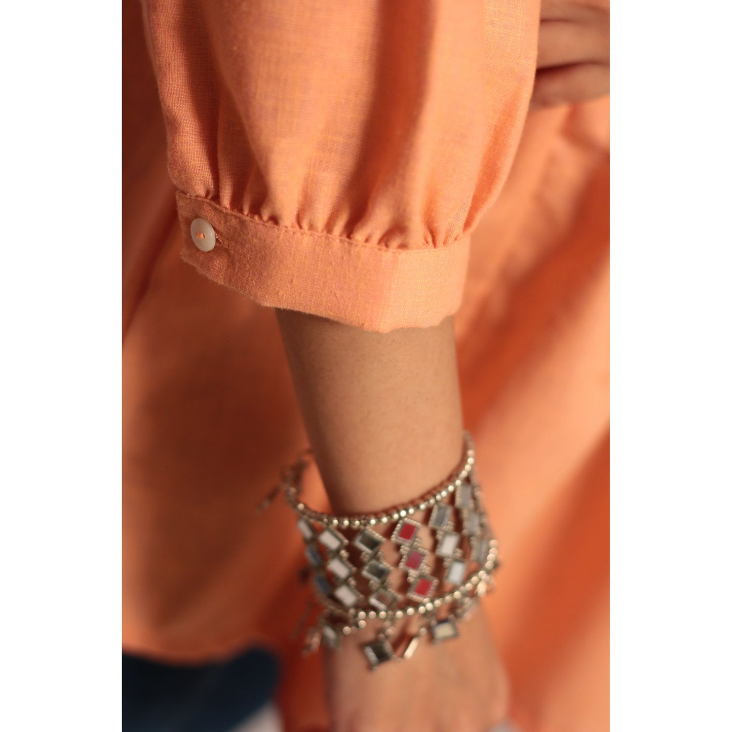 Peach Embroidered Short Kurti