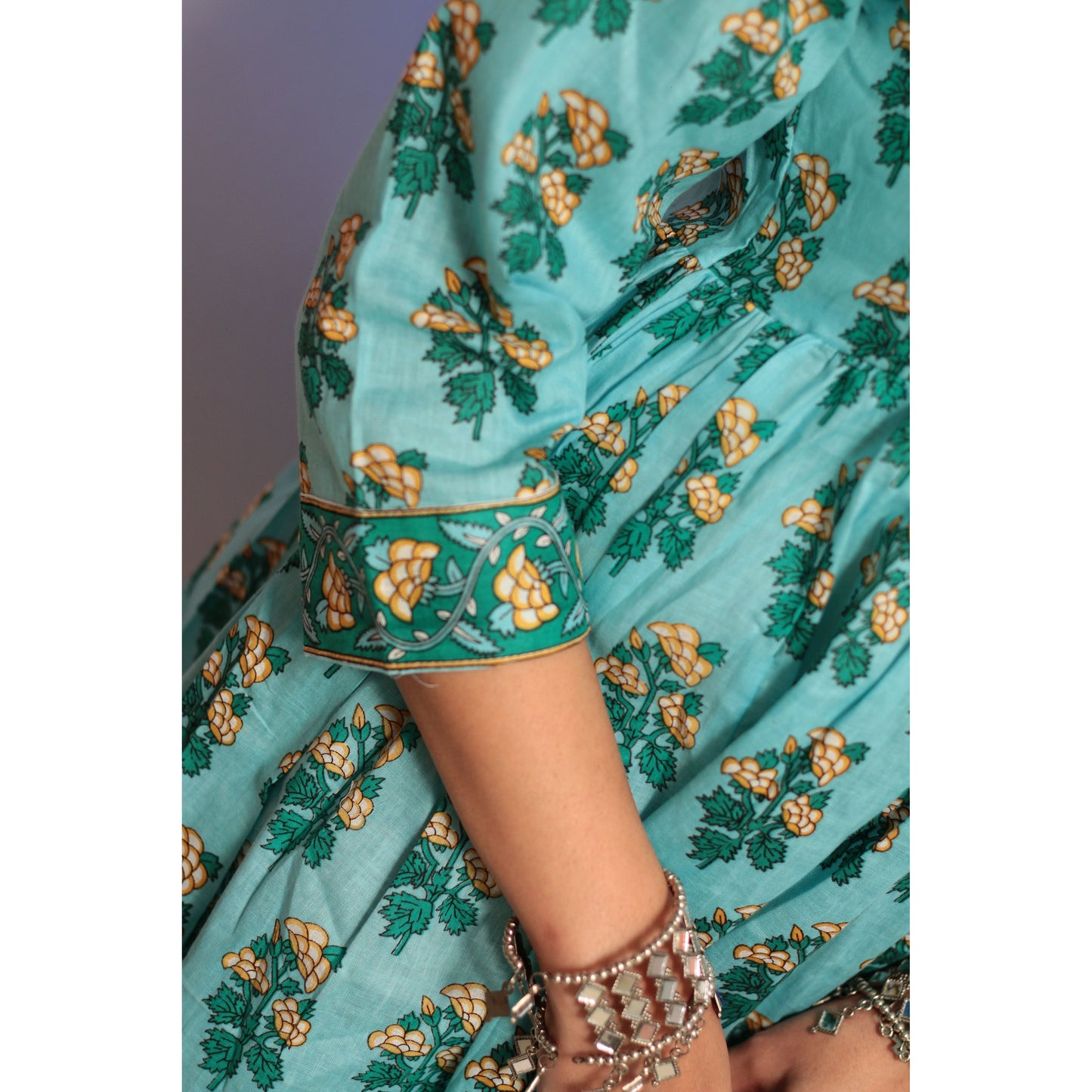 Sky Blue Embroidered Kurti