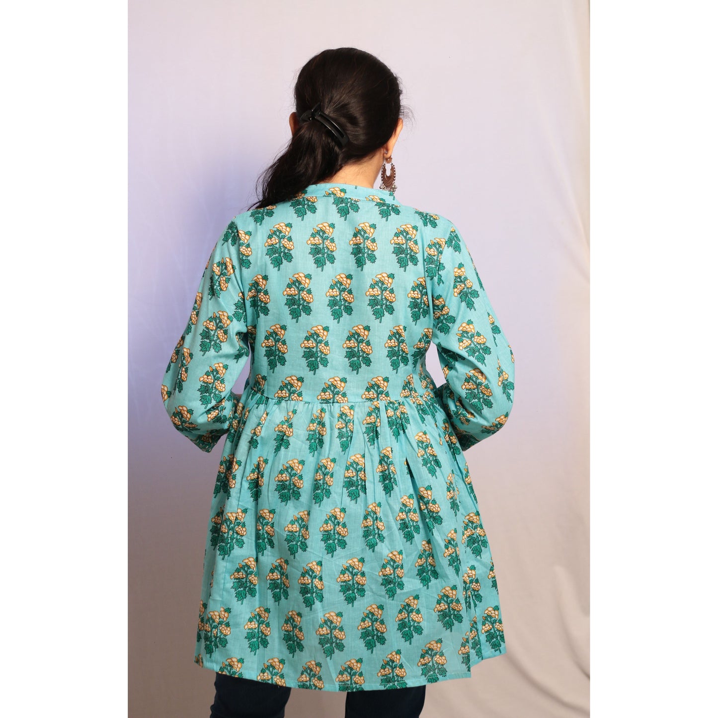 Sky Blue Embroidered Kurti