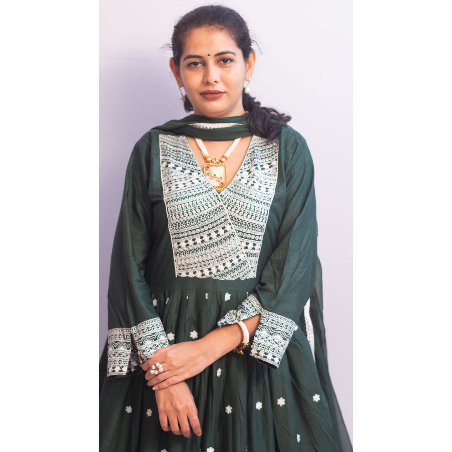 Rakhi Green Lukhnowi Suit Set