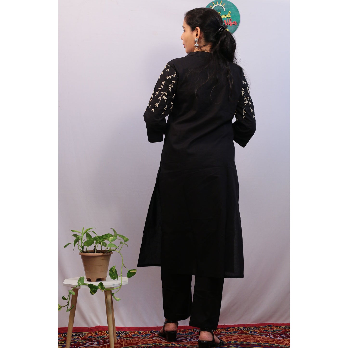 Krishnah Black Kurti Pant Set