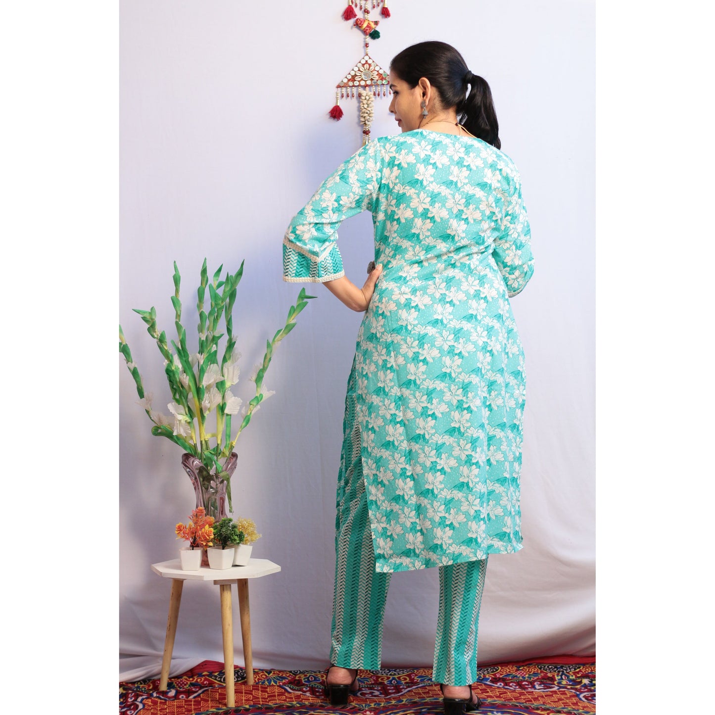 Niti Teal Blue Kurti Pant Set