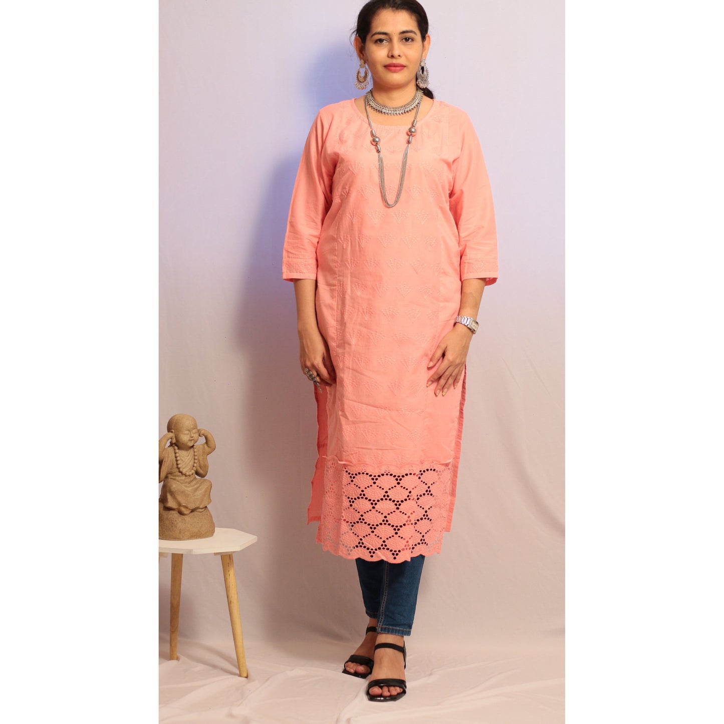 Pink Embroidered Kurti