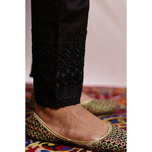 Embroidered Black Lace Pant