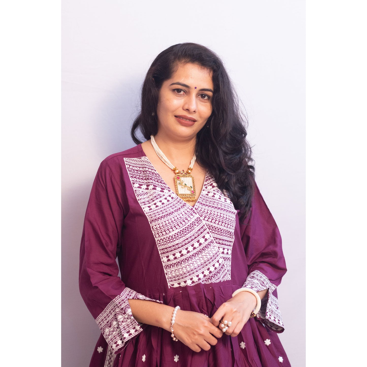 Rakhi Purple Lukhnowi Suit Set
