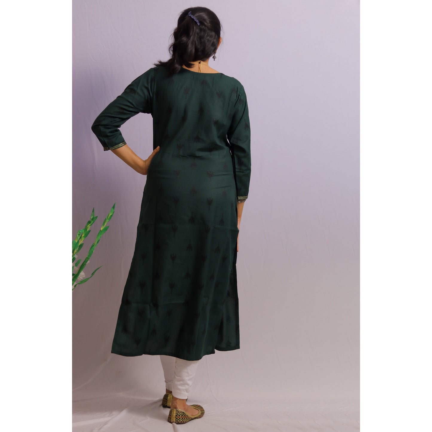Bottle Green Embroidered Kurti