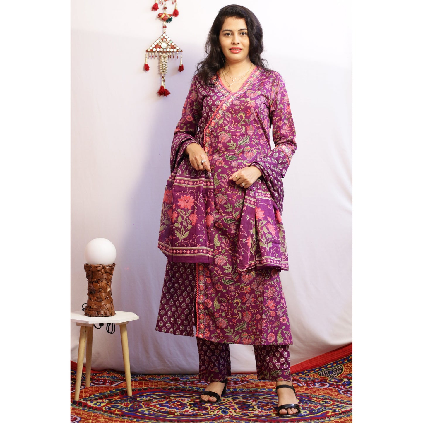 Angrakha Purple Embroidered Suit Set
