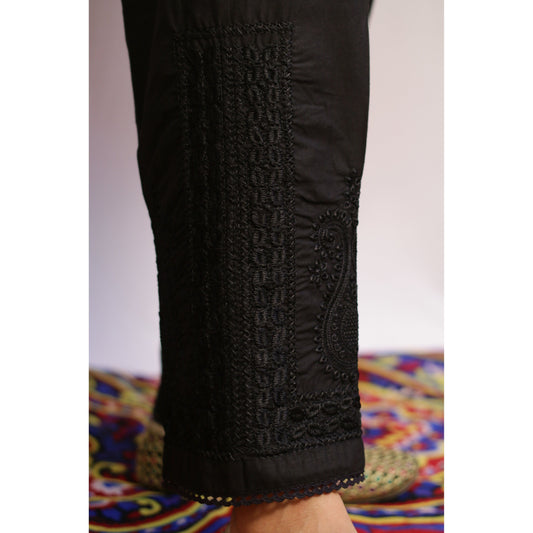 Black Chikan and Lace Pant
