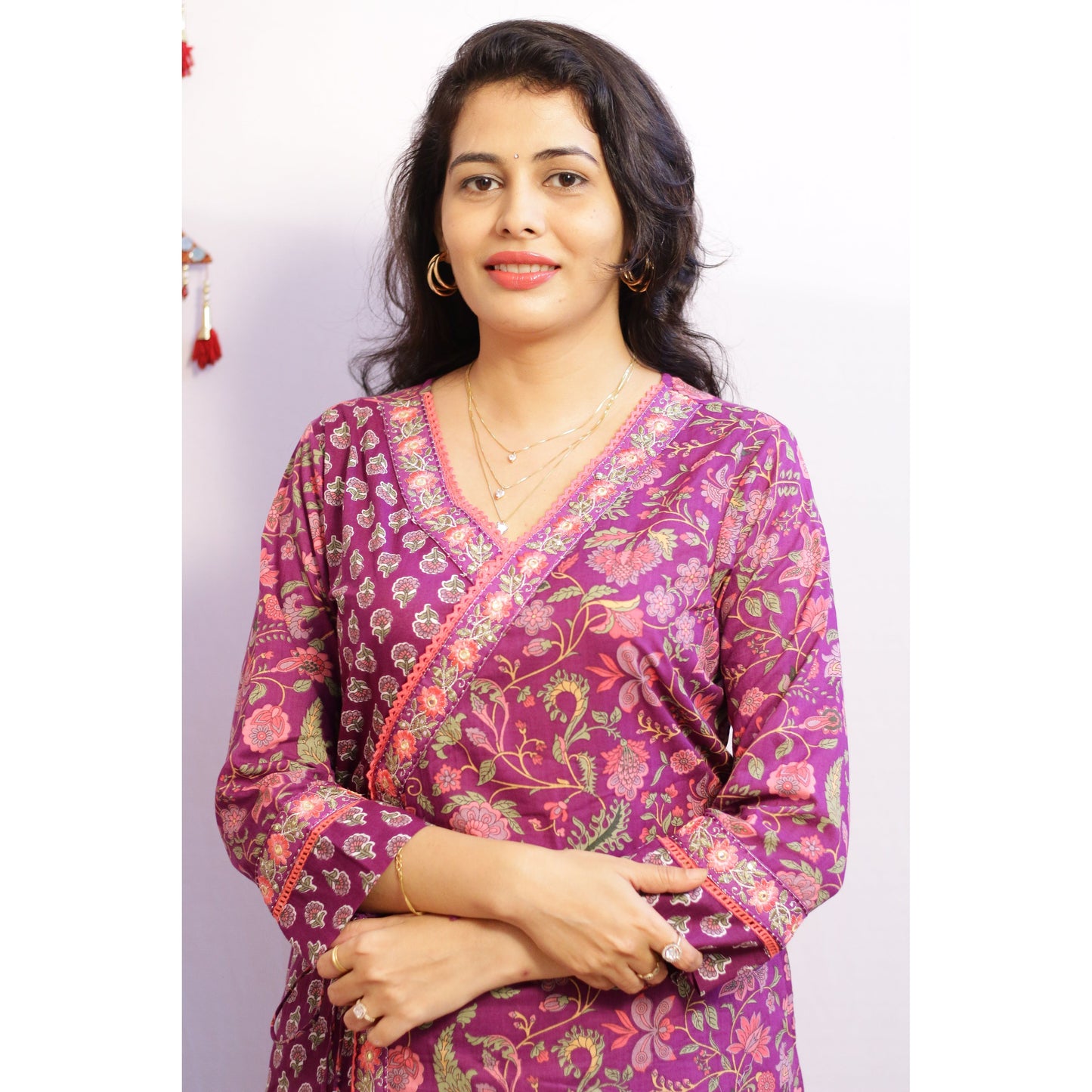 Angrakha Purple Embroidered Suit Set