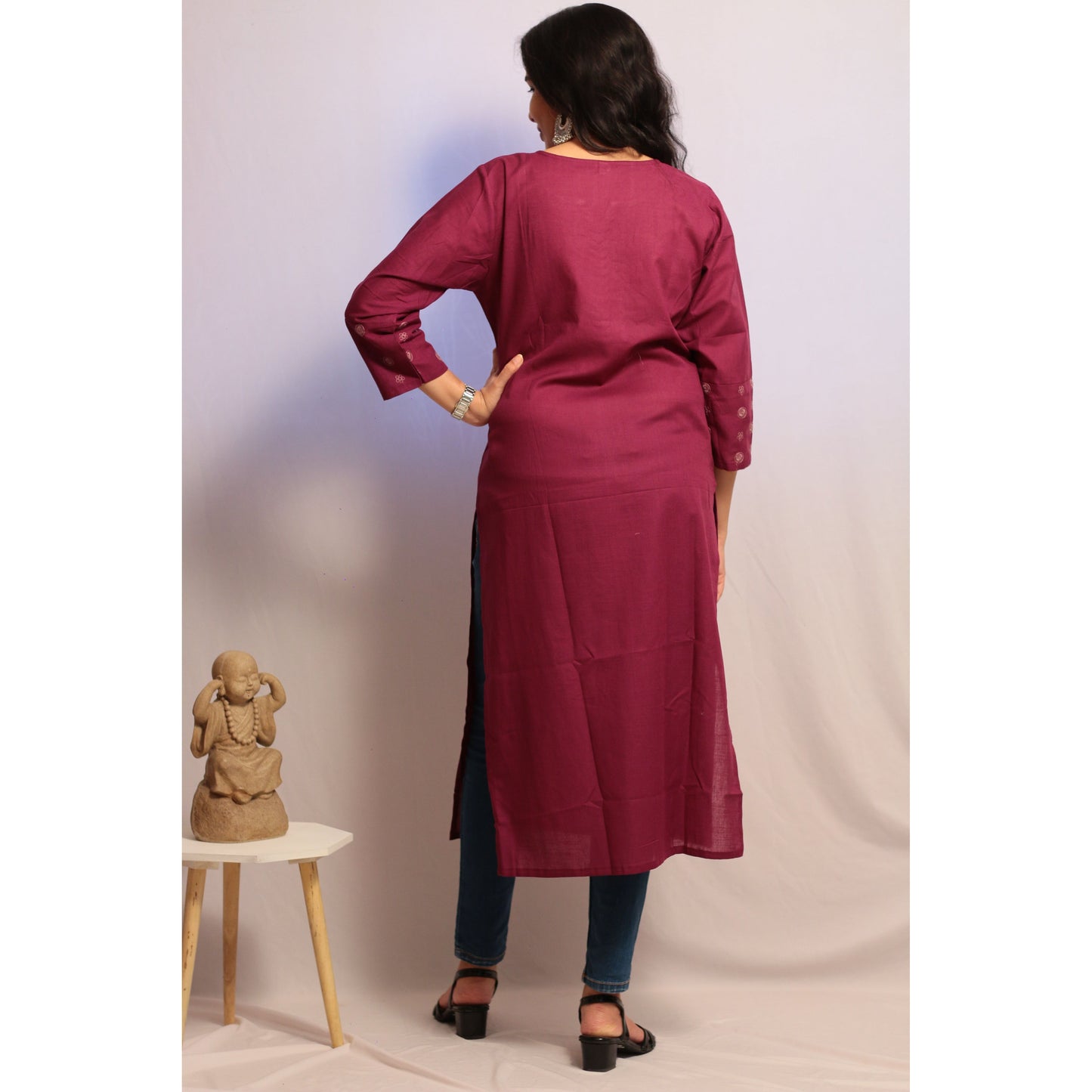 Dark Purple Embroidered Kurti