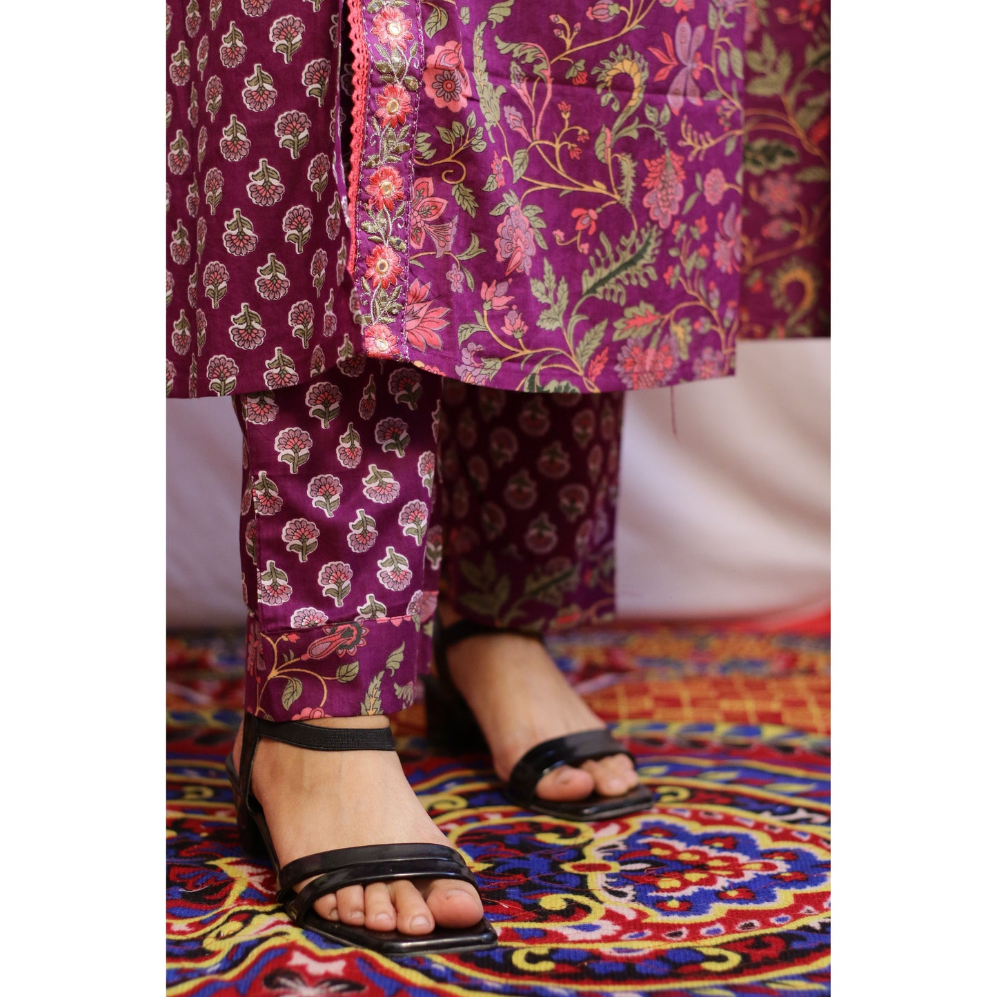 Angrakha Purple Embroidered Suit Set