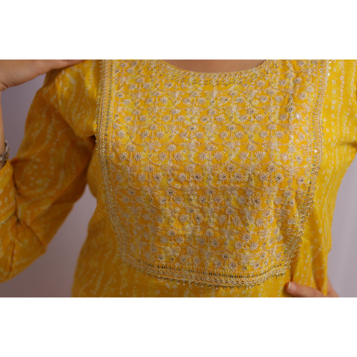 Yellow Bandhani Kurti