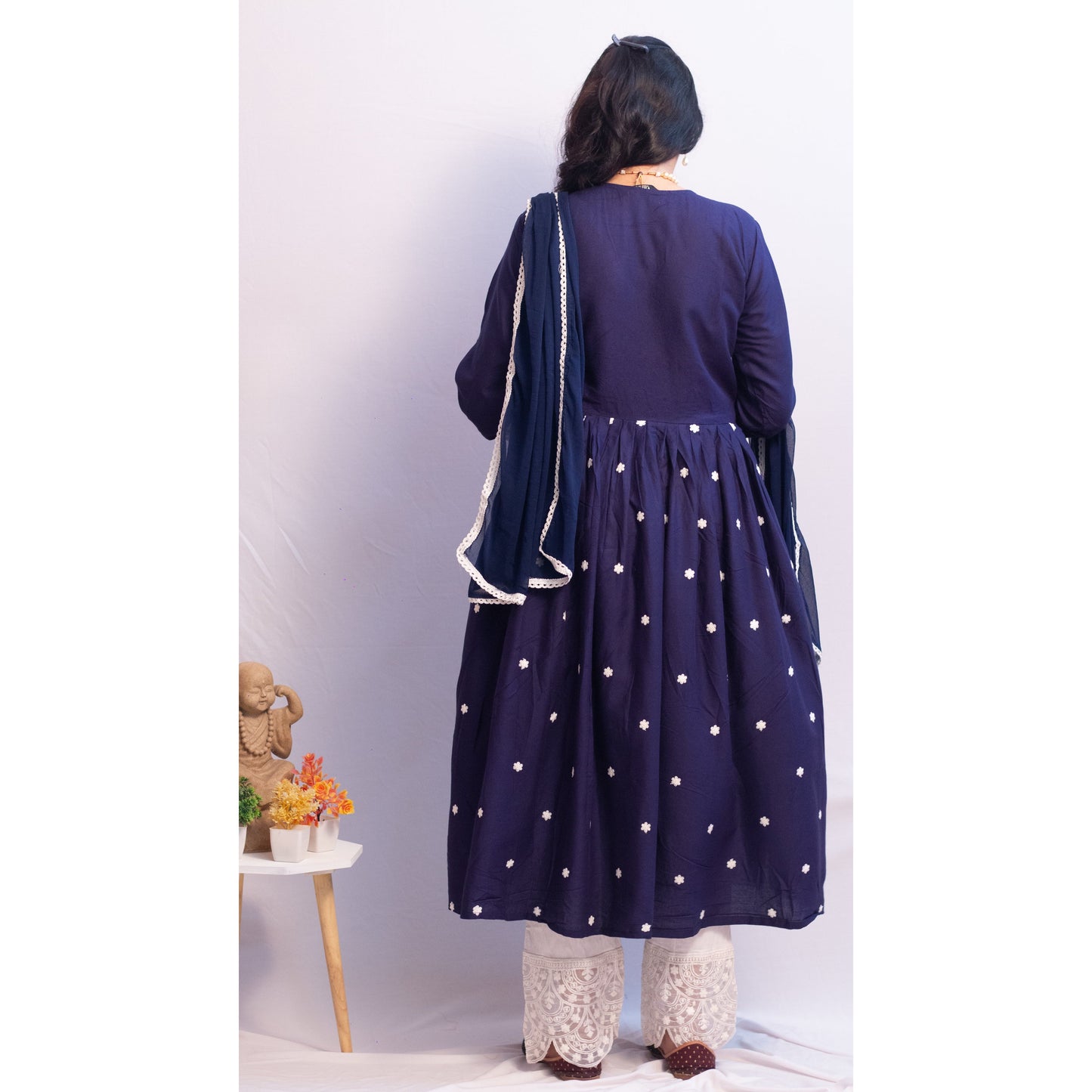 Rakhi Navy Blue Lukhnowi Suit Set