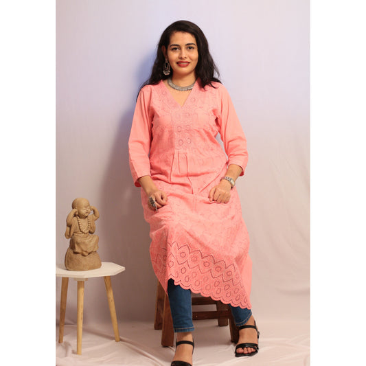 Pink Embroidered Kurti