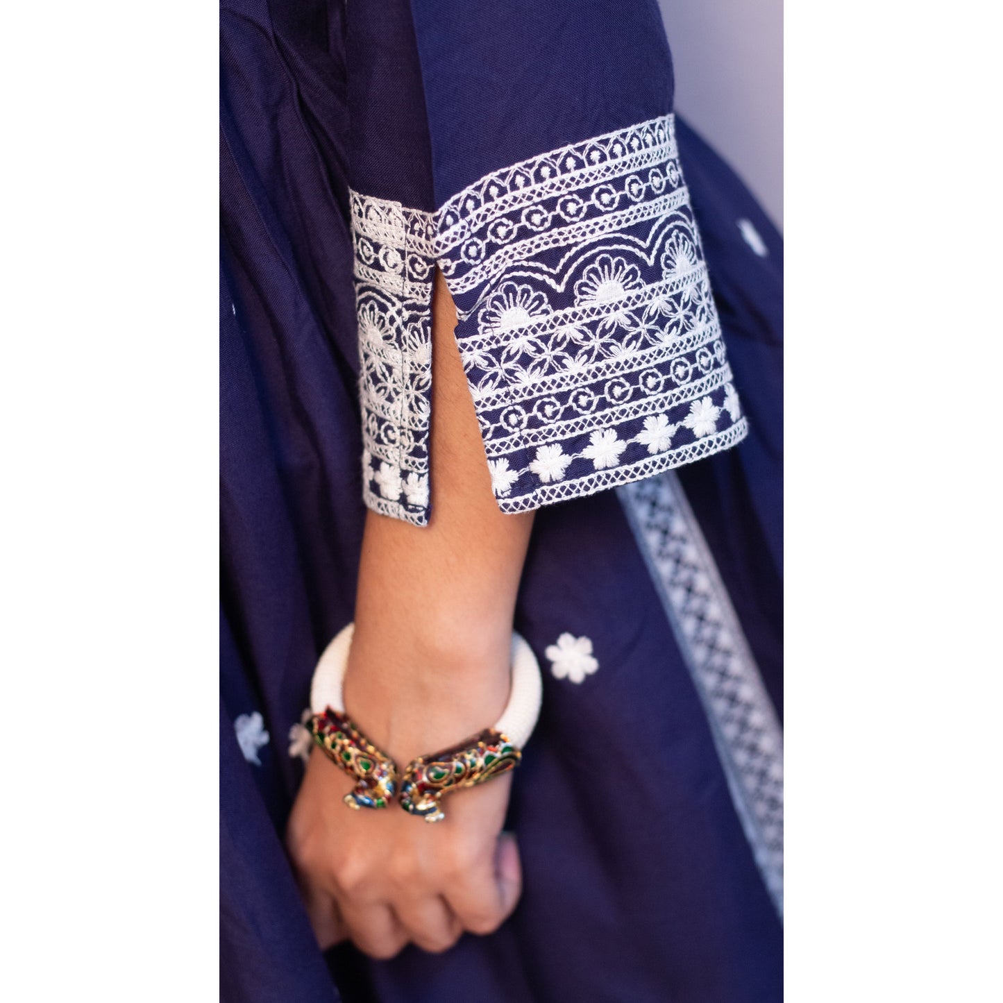Rakhi Navy Blue Lukhnowi Suit Set