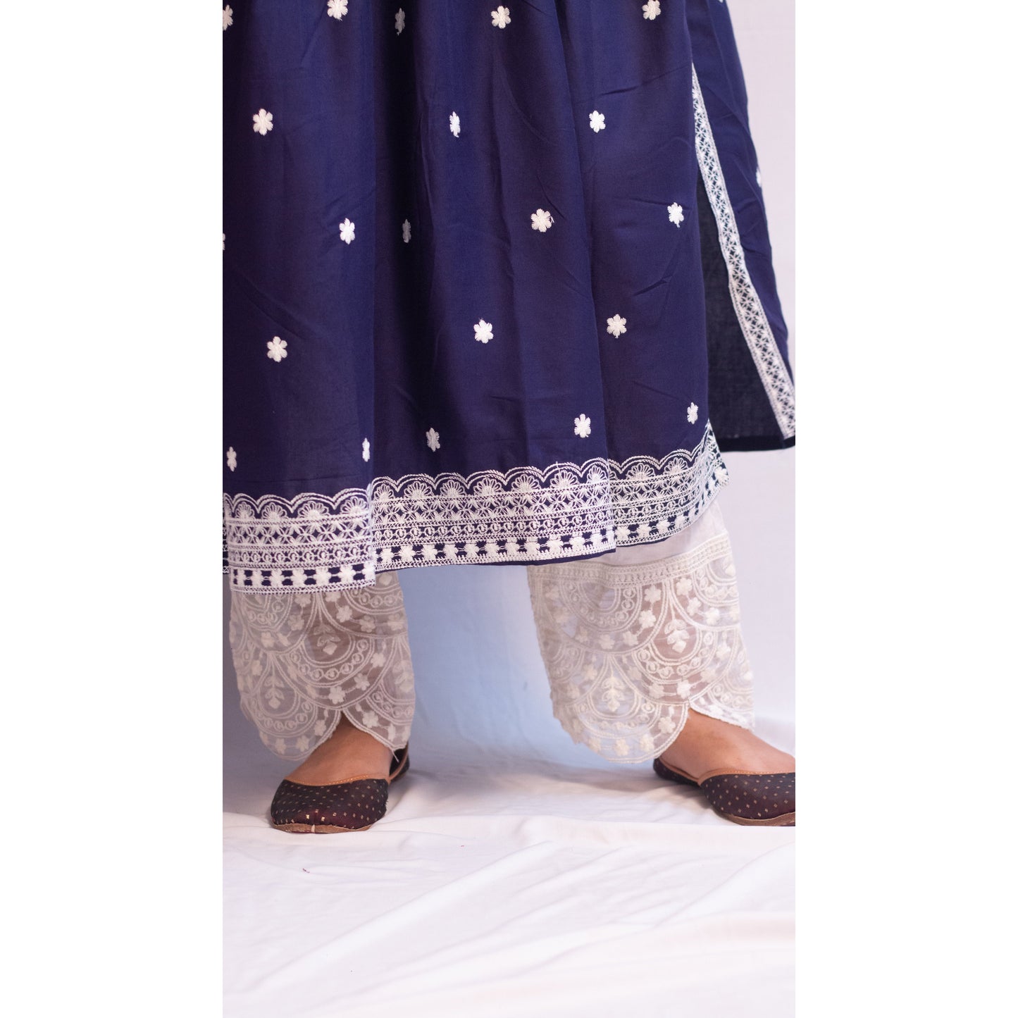 Rakhi Navy Blue Lukhnowi Suit Set