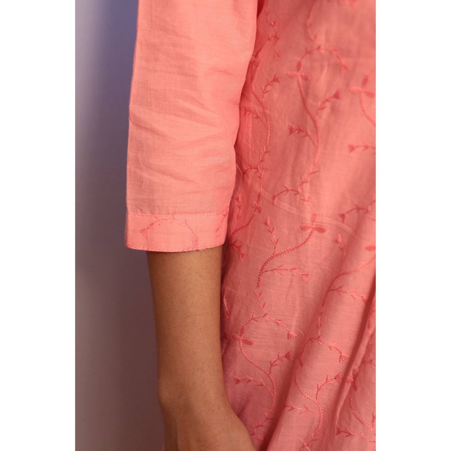 Pink Embroidered Kurti