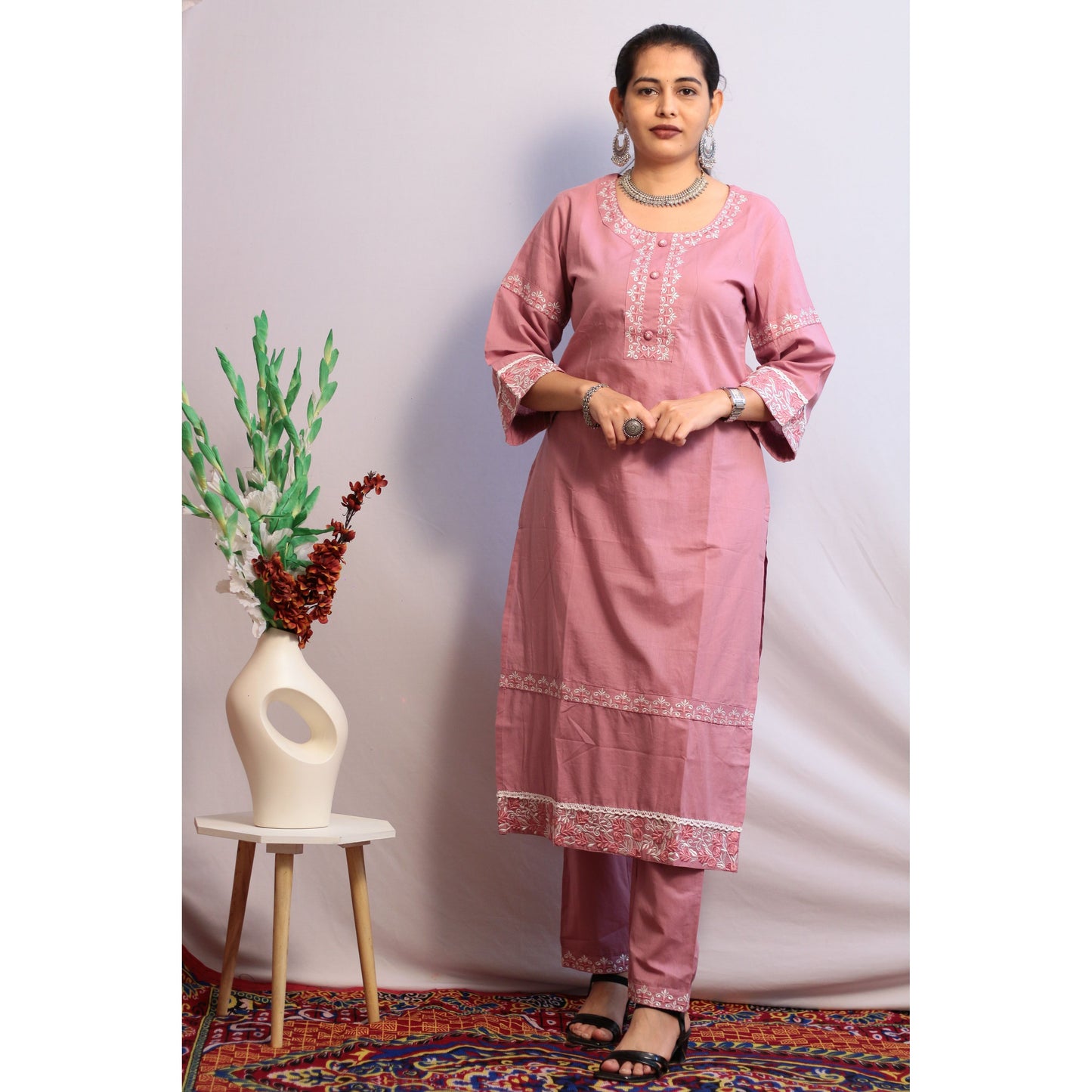 Navya Pink Kurti Pant Set