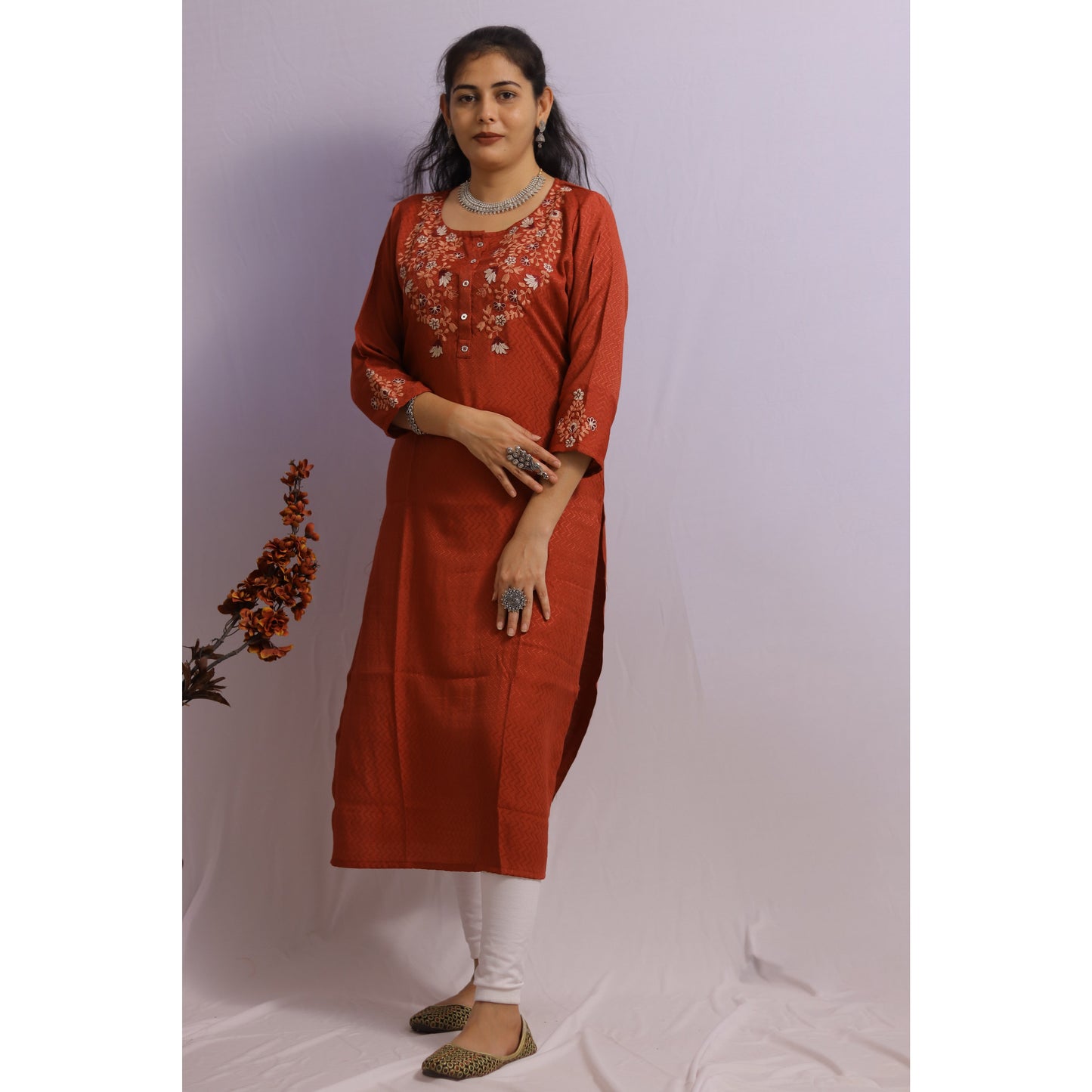 Red Embroidered Kurti